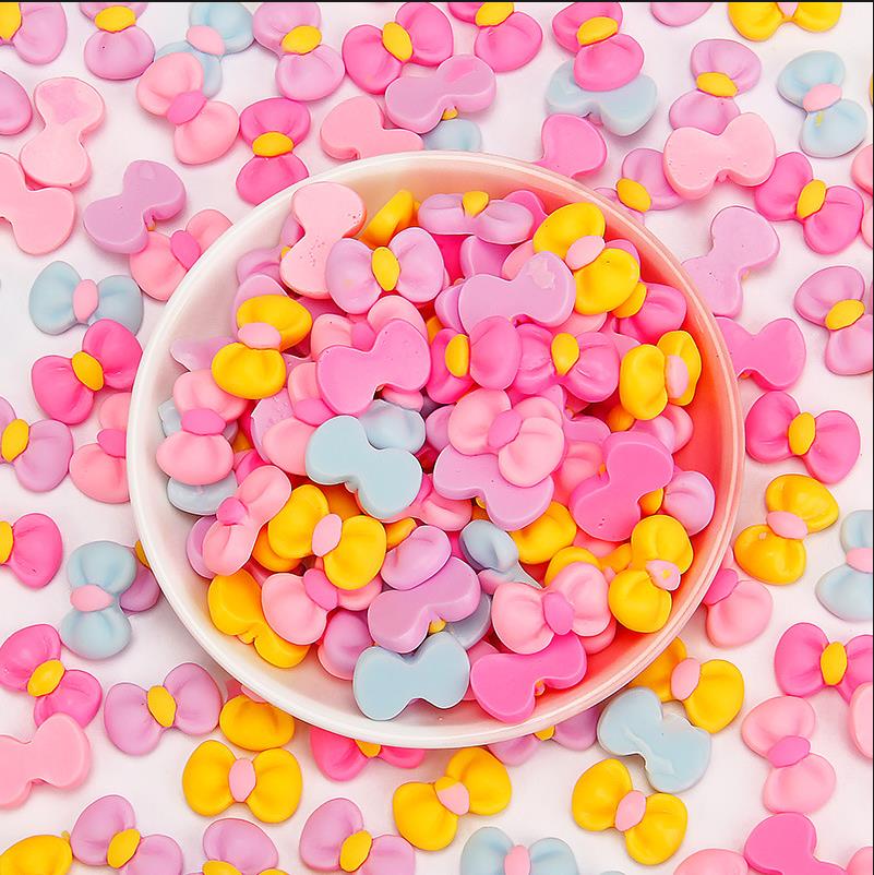 Macaron Color Bowknot DIY Charms, Cute Resin Bows for Phone Case Hair Clip Crafts, Kawaii Scrapbooking Embellishments