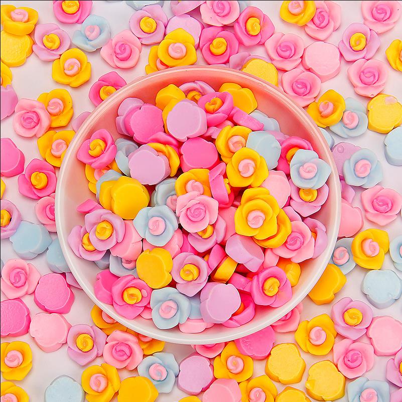 Macaron Color Rose Flower DIY Charms, Cute Resin Floral for Phone Case Hair Clip Crafts, Kawaii Scrapbooking Embellishments
