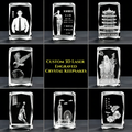 Custom 3D Laser Engraved Crystal Keepsake, Personalized Photo/Portrait/Landmark Crystal Gift for Retirement, Anniversary & Memorial